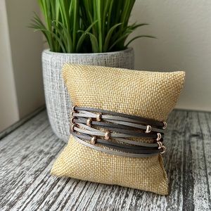 Beaded multi strap magnetic clasp cuff bracelet